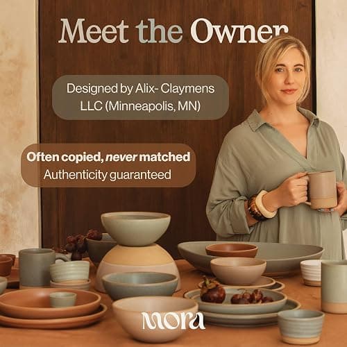Mora Ceramic Chips and Dip Serving Tray: Large Divided Party Bowl Set for Chips & Salsa, Veggies & Dip, Fruit, Snacks, Entertaining, Hosting, etc. Minimalist Design for the Modern Hostess - Terracotta thumbnail 4