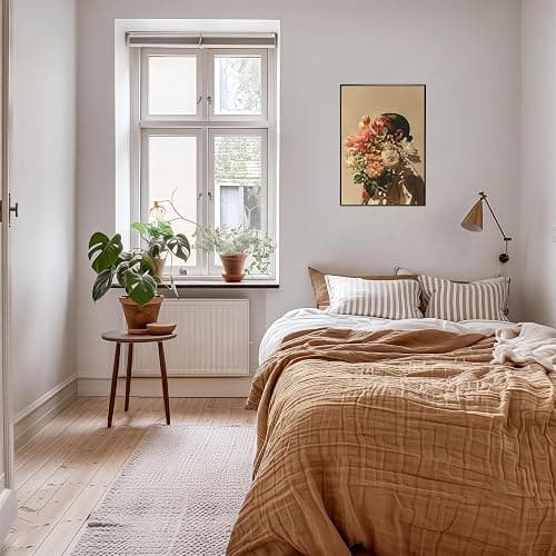 Black Woman Canvas Wall Art Elegant Black Girl Canvas Art 16x24in Unframed | African American Women Wall Decor, African American Woman With Flowers Painting Artwork For Living Room Bedroom Dorm thumbnail 5
