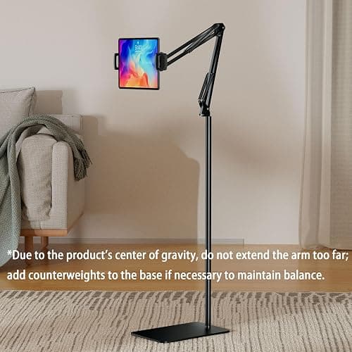 Tablet Floor Stand & Kindle Holder, Overhead Bed Reading Stand with 360° Rotatable Clamp and Height Adjustable Flexible Long Arm, Compatible with Kindle, iPad mini/Air/Pro, and 4.7-14 Inch Devices thumbnail 3