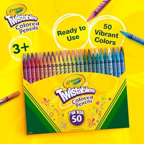 Crayola Twistables Colored Pencil Set for Kids (50ct), No Sharpen Coloring Book Pencils, Essential Classroom Supplies, Cute Back to School Gifts for Kids, 4+ thumbnail 6