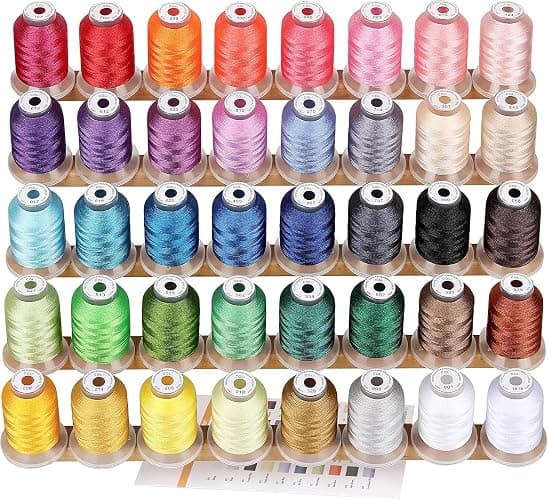 40 Spools Polyester Machine Embroidery Thread Kit 500M Colors Compatible with Brother Colors - Image 1