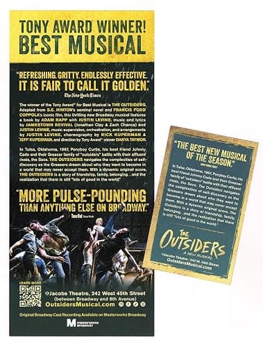 Brody Grant "THE OUTSIDERS" Brent Comer/Jason Schmidt/Sky Lakota-Lynch/Emma Pittman/January 2025 Broadway Musical Playbill with (2) Two Advertising Flyers thumbnail 7