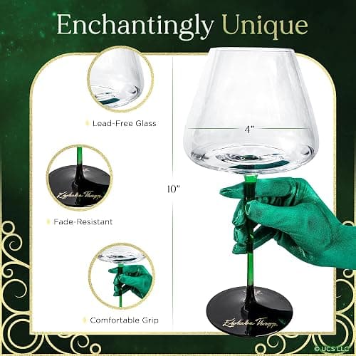Dragon Glassware x Wicked Wine Glasses - 18 oz Crystal Wine Glass Set of 2 - Unique Drinkware Gift for Musical Lovers - Wicked Movie Gifts thumbnail 5