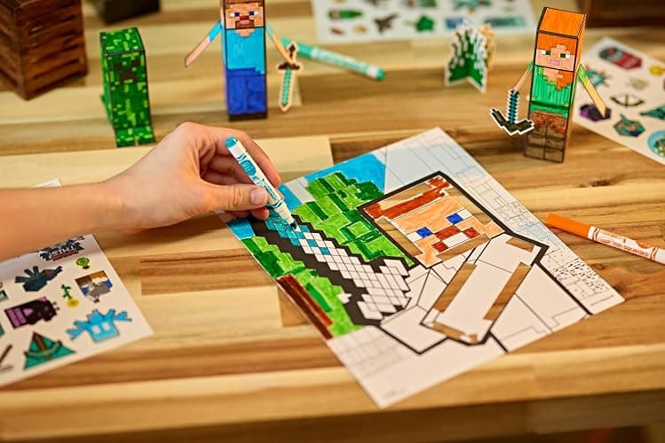 Crayola Minecraft POPs 3D Art Kit for Kids, Create 3D Characters, Coloring Activity Set with Markers & Stickers, Minecraft Toys, Gift for Boys & Girls thumbnail 2