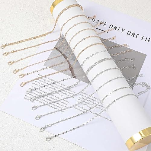 KFHENSOMR 12pcs Gold/Silver Ankle Bracelets for Women Layered Waterproof 14k Cuban Link Chain Anklets Set Adjustable Dainty Summer Beach Gold Accessories Boho Bracelet Jewelry thumbnail 4