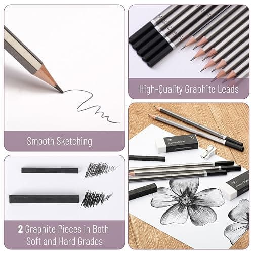 Mr. Pen- Sketch Pencils for Drawing, 19 Pcs, With Graphite Sticks, Erasers and Sharpener, Art Pencils for Sketching thumbnail 5