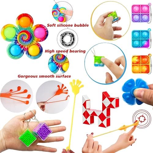 Chennyfun 50PCS Fidget Toys Pack, Sensory Fidget Toys Set, Stress Anxiety Relief Fidget Toy for ADHD Autism, Party Favors Birthday Party Gifts For Kids Teens Adults thumbnail 6