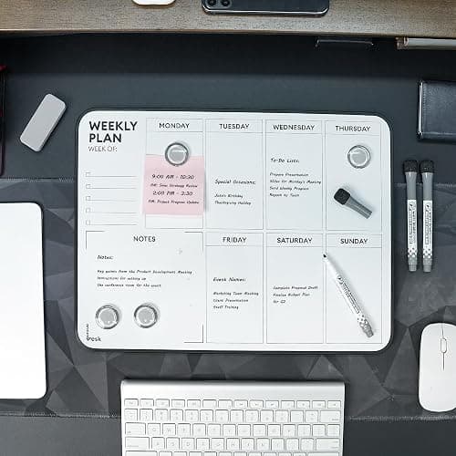 ⭐️Aroundesk Double Sided Weekly Dry Erase Board with Stand 16"x12", to-do List White Board Calendar Dry Erase, Desktop Whiteboard Calendar, Schedule Board, Message Board, Menu Board for Home Office thumbnail 5