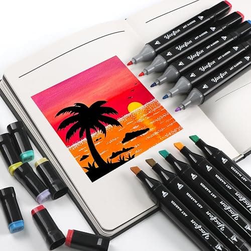 Yocfon 80 Colors Alcohol Markers, Dual Tips Drawing Markers, Set For Adults Coloring Sketch Illustration, Chisel & Fine thumbnail 6