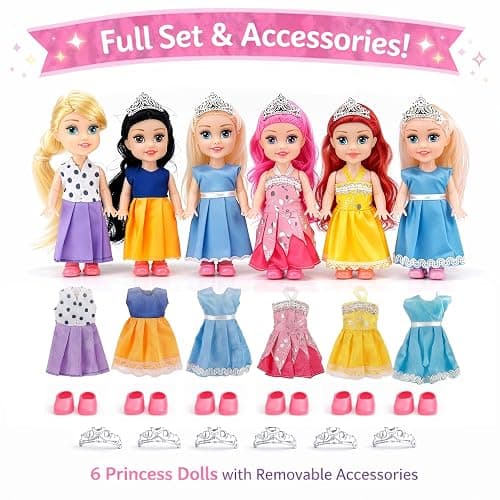 Liberty Imports Little Royal Princess Toddler Dolls with Dresses, Girls Imaginative Pretend Play Small Dolls Party Favors Collection (Princess) thumbnail 7