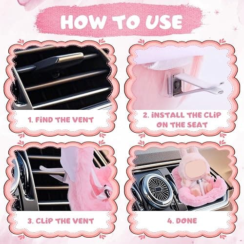 BOXOB Car Seat for Dolls, Cute Safety Have a Seat with Soft Furry Cushion Pink Sofa Car Air Vents Clip Desktop Decor Chair to Display Doll Toy Ornaments Decorations Accessories thumbnail 6