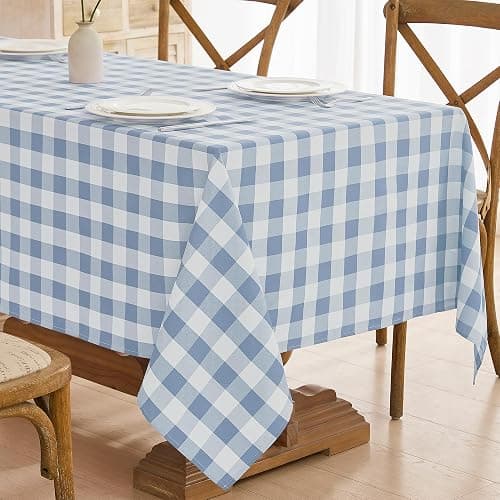 Maymiss 2 Pack Gingham Tablecloth Rectangle Checkered Tablecloth Washable | Water Resistant & Wrinkle Free Rectangle Tablecloth, Washable Tablecloth for Dining, Parties & Outdoor (Light Blue,52"×70") thumbnail 3