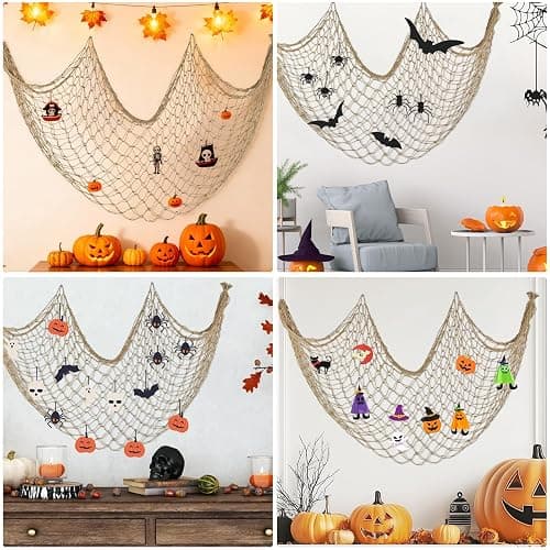 Patioland Decorative Fishing Net 80x40 Inch,Large Fish Nets Party,Caramel | Picture Fish Net,Photo Hanging Fishnet for Nautical Pirate Ocean Themed Hawaii Beach Under The Sea Halloween Party Decoration thumbnail 6
