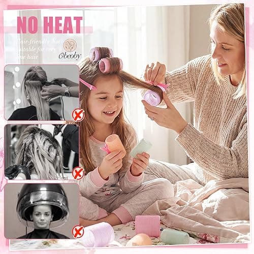 Obeoby 4 Sizes Hair Rollers Curlers Set with Clips for Women (Light Colors) | No Heat Hair Rollers Set - 4 Sizes Jumbo Large Big Small Rollers for Long Short Curly Hair and Bangs Styling Birthday Gifts thumbnail 5