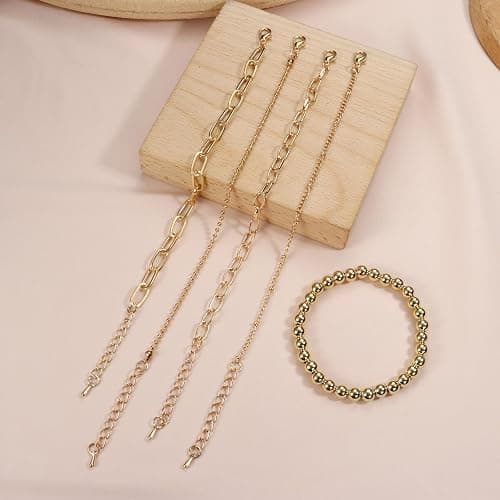 Thunaraz Gold Jewelry Sets for Women Trendy Gold Accessories Gold Necklace and Bracelet Set Gold Jewelry Pack thumbnail 7