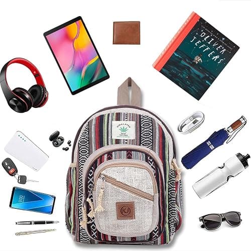 KayJayStyles Handmade Natural Hemp Nepal Backpack Purse, Small Lightweight Daypack (DAYPACK1) thumbnail 5