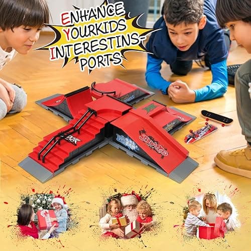 Finger Skateboards Ramp Set, 6 in 1 Fingerboard Skatepark Deck with 6 Skateboards 6 Fingerboard Ramps & Display Holder, Mini Finger Toy for Kids Adults Birthday Gift thumbnail 2