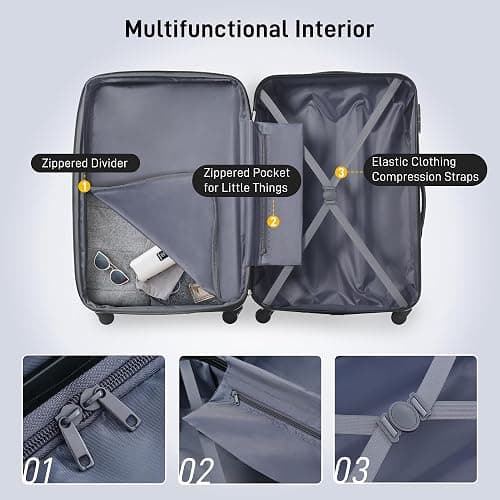 Merax Luggage Sets 3 Piece Suitcase Set 20/24/28,Carry on Luggage TSA Lock Expandable,Hard Case Luggage with Spinner Wheels,Antique blue green thumbnail 6