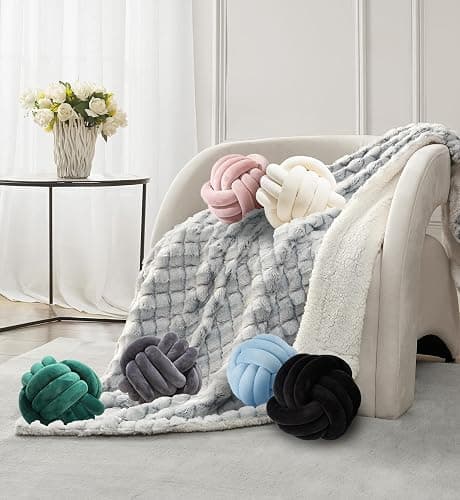 Wadser 2 Pcs Knot Pillows, Dark Grey Knotted Ball Pillow Plush Throw Pillows for Bed Sofa Couch, 8.7" Decorative Round Pillow Cushions thumbnail 6