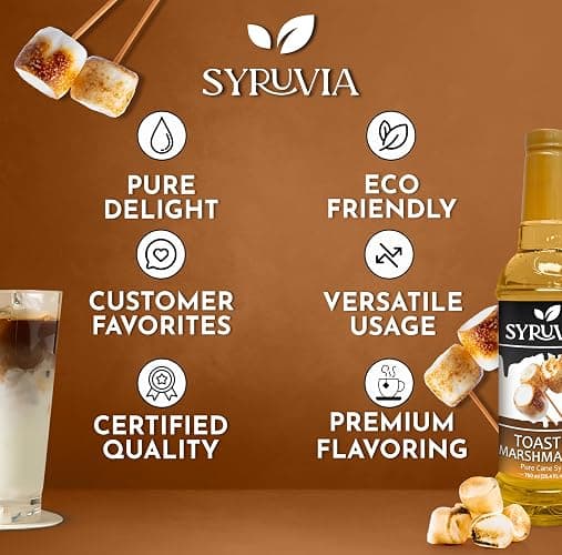 Syruvia Coffee Syrup, Toasted Marshmallow Flavored Syrup for Drinks, Lattes, and Desserts – 25.4 fl oz thumbnail 5