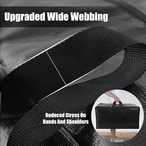 Cosy Family 8 Pack Heavy Duty Extra Large Moving Bags with Backpack Straps - Strong Handles & Zippers, Storage Totes For Space Saving, Fold Flat, Alternative to Moving Box (Set of 8, Black) - Black - 24 gal-Pack of 8 thumbnail 3