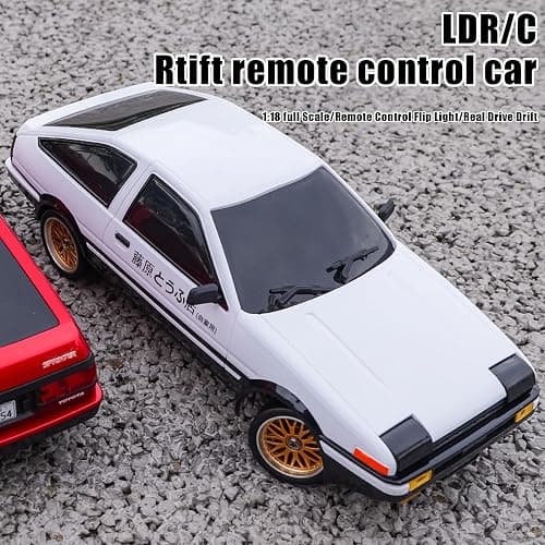 FLYCOLOR 1:18 AE86 Model LD1801 RC Drift Car 1/18 2.4G Remote Control on Road ESP Gyroscope LED Mini RC Racing Cars (White) thumbnail 5