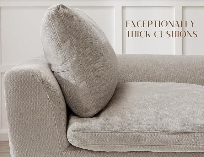 ohllob 110" Cloud Sectional Couches for Living Room, Boneless L-Shape Couch with Ottoman, 3 Seater Modular Sectional Sofa, Light Grey thumbnail 4