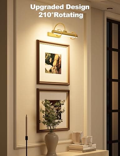 Bridika Picture Light for Wall with Remote, Rechargeable Battery Operated Picture Light, 3 Color Modes and Dimmable Classic Art Lights for Paintings, Gallery, Bedroom, Bathroom with Timer Gold 1 thumbnail 4