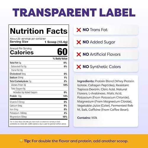 Javvy Clear Protein Powder with Clear Whey Protein, Pineapple Mango, 2 Pack | 10g Whey Protein & Collagen Peptides, Electrolyte Powder, Natural Flavors, 0g Sugar, 3g Fiber, 45mg Caffeine thumbnail 5