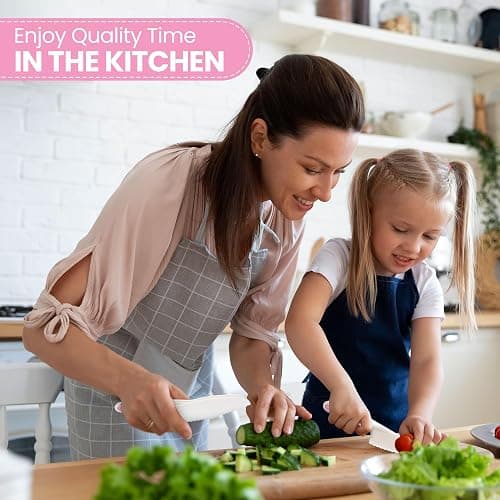 Zulay 3-Piece Kids Knife Set for Real Cooking & Baking - Toddler Knives for Cutting Fruits, Veggies, & Cake - Children’s Montessori Knife with Serrated Edges - Safe & Fun Lettuce Knife (Pink) thumbnail 6