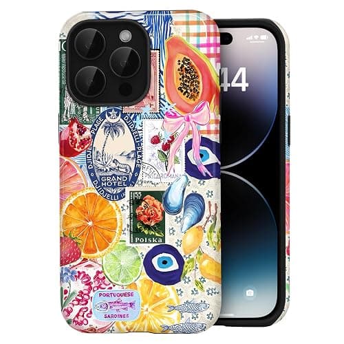 Amzfield Compatible with iPhone 15 Pro Max Case, Aesthetic Summer Phone Case Cute Fruit Lemon European Collage for Girl Women, Scratch Resistant Shockproof Protective Girly Case for iPhone 15 Pro Max - Image 1