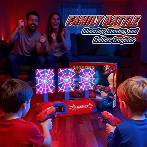 Shooting Toys for 3-12 Year Old Boys, Hero Styles with Glowing Web&Sounds,LCD Scoring and Auto Reset 3 Shooting Targets,Indoor Outdoor Kids Family Games Christmas Birthday Gifts for Boys Toys Age 3-12 thumbnail 7