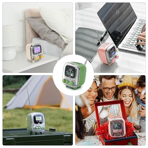Divoom Tiivoo-2 Portable Bluetooth Speaker with FM Radio,Pixel Art Retro Mini Small Cute Wireless Speaker,Vintage Decor Suitable for Party Office Desk Home Bedroom Kitchen,Gifts for Women Men,Green thumbnail 2