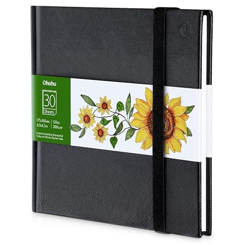Marker Pads Art Sketchbook, Ohuhu 120LB/200GSM Heavy Smooth Drawing Papers, 30 Sheets/60 Pages, Hardcover Sketch Book, Specially Designed for Alcohol Markers (6.9" x 6.5") - Image 1