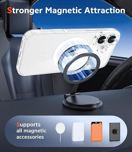 FNTCASE for iPhone 17 Case Clear: Magnetic Phone Cases with Screen Protector Drop Proof Compatible with Magsafe Slim Anti Yellowing Rugged Shockproof Protective Transparent Cell Cover (A-Clear) thumbnail 4