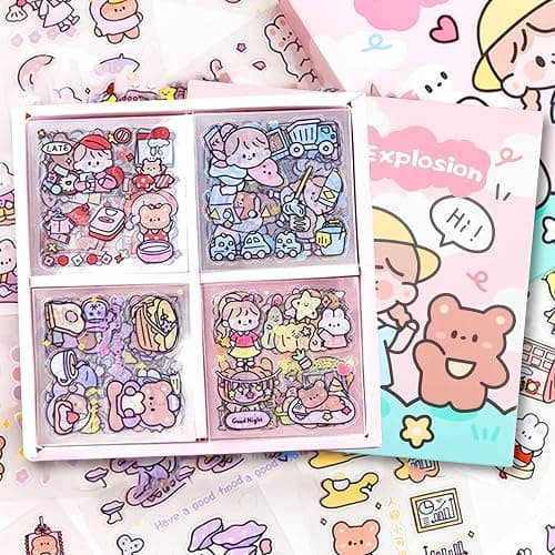 600+ pcs/100 sheets Kawaii stickers, cartoon stickers, cute stickers, stickers for girls for decorating diaries, notepads, mobile phones, laptops - Image 1