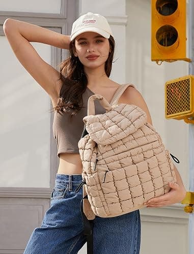 CLUCI Puffy Quilted Backpack Purse for Women, Casual Lightweight Daypack for Women Travel thumbnail 2
