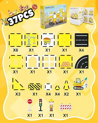 LADFAR Magnetic Tiles for Kids, Construction Magnetic Building Blocks,37pcs STEM Educational Magnet Toys, Ideal Gift for Boys & Girls for Christmas & Birthday thumbnail 2