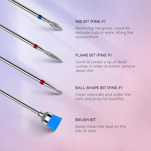 MelodySusie 7Pcs Nail Drill Bits Tungsten Carbide Diamond Set | 3/32''for Nail Drill Efile,Two-Way Rotation,Acrylic Nails Poly Gel Cuticle Remove,Manicure Pedicure Tools thumbnail 5