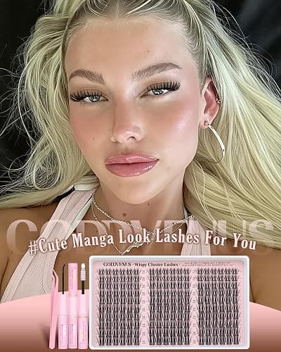 Manga Lash Clusters Kit Natural Wispy Cluster Eyelash Extensions Kit 180 Pcs Fairy C Curl Cluster Lashes 10-16mm Fluffy Lash Extensions Kit Anime Cosplay No Plastic Feel Individual Lash thumbnail 5