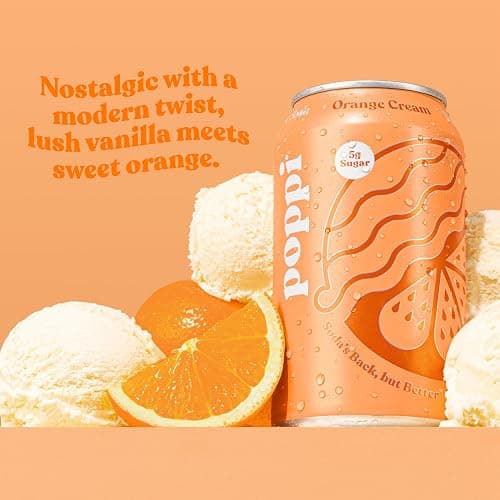 Poppi Sparkling Prebiotic Soda Beverage with Apple Cider Vinegar, Seltzer Water and Fruit Juice, Orange Cream Flavor, 12 oz, Pack of 12, Packaging may vary. thumbnail 3