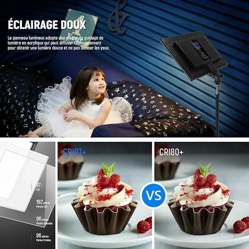 NEEWER 2 Packs Panneau Lumière Vidéo LED 12,9" avec Batterie 8000mah Intégrée Éclairage Vidéo Bicolore Variable avec Support Lumière&Sac Transport pour Jeu/Diffusion Direct/Youtube/Studio/Photographie thumbnail 6