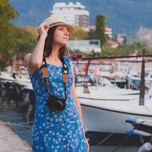 Padwa Lifestyle Pentagram Embroidered Camera Strap - Double Layer Cowhide Ends,2" Cotton Woven Camera Straps, Adjustable Vintage Neck & Shoulder Strap for All DSLR Cameras,Great Gift for Photographers thumbnail 7