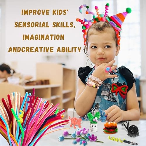 Pipe Cleaners Craft Bulk,Kids Toys & Games Gifts,200pcs Arts Crafts,Chenille Stems Art Supplies for Projects Creative DIY Room Decor,Christmas Decorations,Juegos para Niños Fidget Toys for Ages 5-7 thumbnail 3