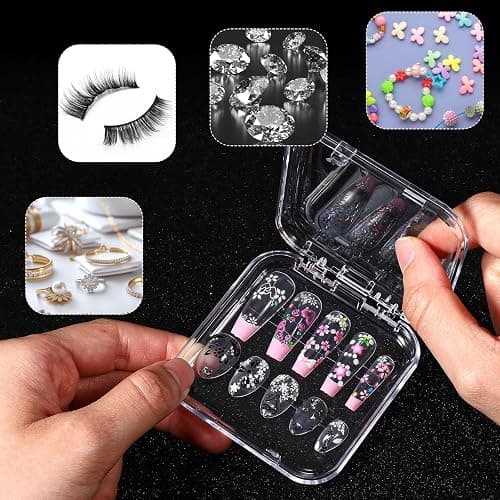 30 PCS Press on Nail Boxes with 5 Pcs Adhesive Double Sided Tape, Clear Acrylic Nail Display Box for Storage Nails Tips Press on Container Plastic Empty Packaging Boxes for Nails Art Home thumbnail 5