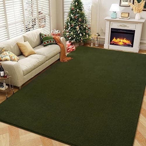 Amearea Modern Area Rugs for Bedroom Living Room, 4x6 Feet Olive Green Thickened Memory Foam Rug, Fluffy Indoor Washable Rugs Non Slip Minimalist Carpet for Kids Boys Girls Dorm Nursery Room Decor thumbnail 7