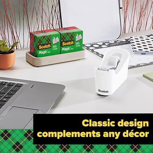 Scotch Tape Dispenser, White, Great for School or Office and Includes 1 Roll of Scotch Magic Tape 3/4 in x 350 in thumbnail 7
