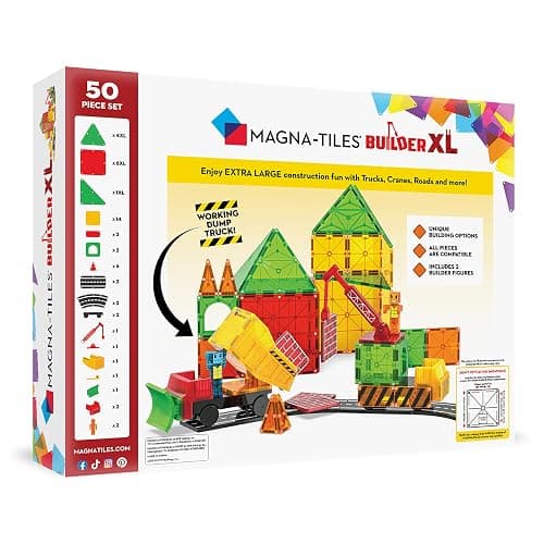 Magna-Tiles Builder XL 50-Piece Magnetic Construction Set, The Original Magnetic Building Brand thumbnail 3