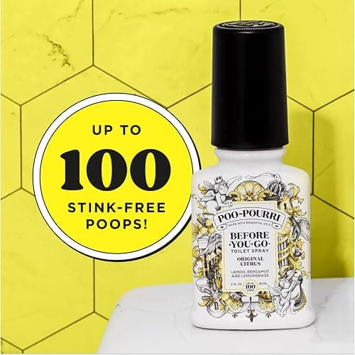 Poo-Pourri Before-You-Go Toilet Spray, Original Citrus, 2 Fl Oz, Up to 100 Uses, Bathroom Odor Deodorizer with Essential Oils for Home or Work, Travel Essentials, TSA Approved Size, Lemon Bergamot thumbnail 7