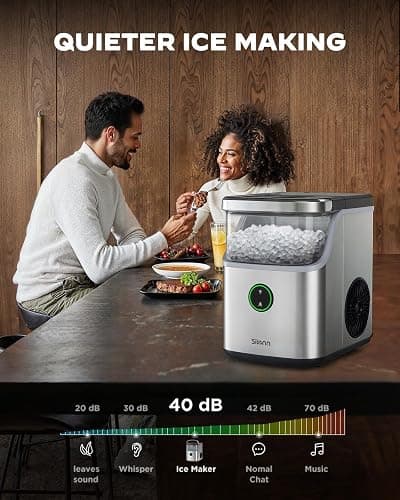Silonn Nugget Ice Maker Countertop with Detachable Basket and Handle | Soft chewable nugget ice, 6-minute ice making, 33 lbs/24H, 40dB quiet operation, self-cleaning, compact countertop size thumbnail 4
